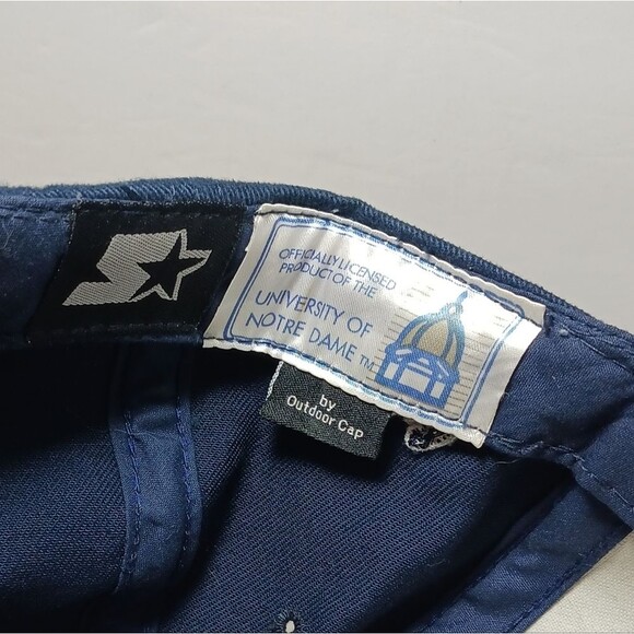 NWOT Vintage Notre Dame Fighting Irish Starter Navy Blue Strapback Hat Cap Fit - Picture 4 of 10
